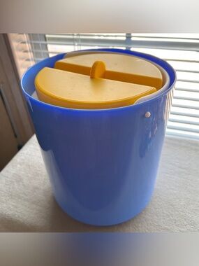 Vintage A.K. DAS Ice Bucket Blue Yellow